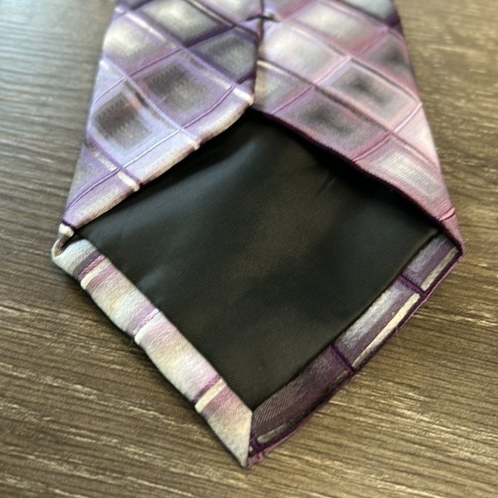 Stafford Performance Men’s Silk Necktie Purple Gray - Picture 4 of 6